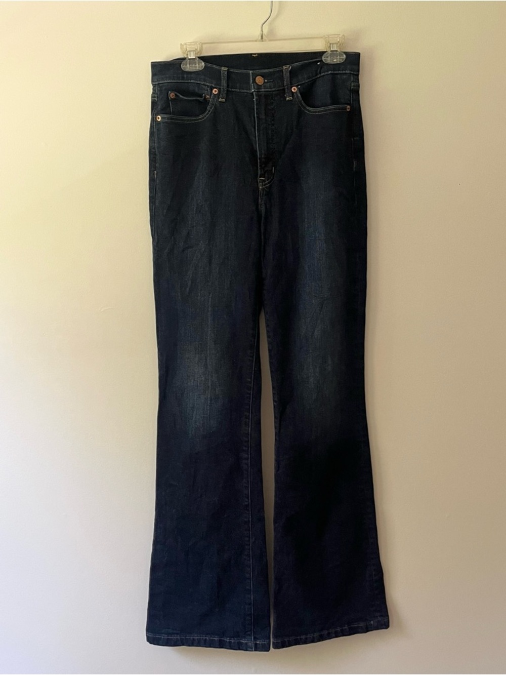 GAP 70s High Rise Flare Jeans 30 TALL Dark Wash